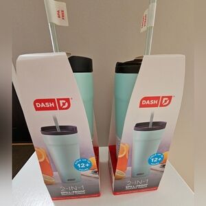 NWT 2-Dash 2-in-1 Stackable Spill-Proof 20 oz Insulated Tumblers- BPA Free